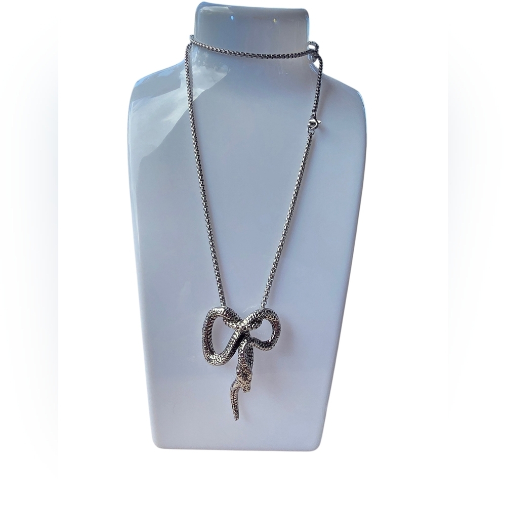 Stainless Steel Snake Pendant Necklace - Picture 2 of 4